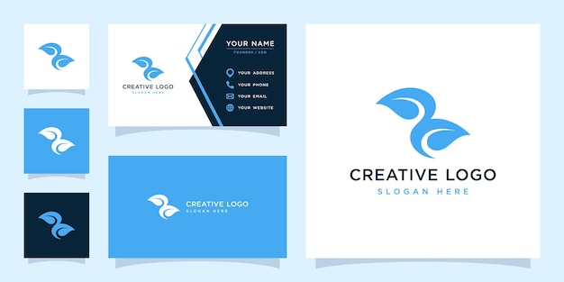 Vector graphic of leaf logo and business card design template