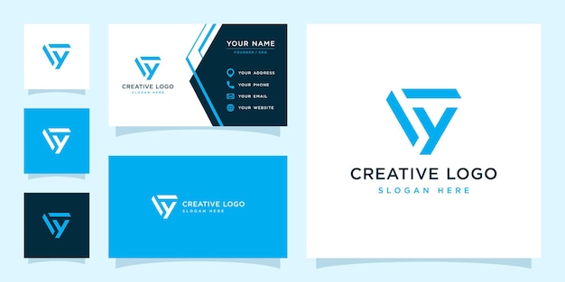 Vector graphic of letter Y combined with triangle logo and business card design template