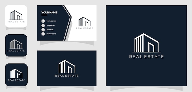 Vector graphic of real estate, minimalist, architect logo design with business card template