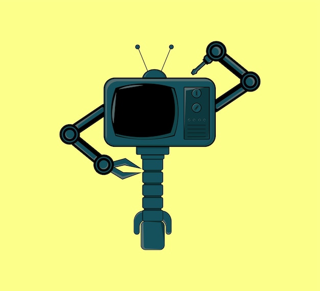 vector graphic robot television character illustration very good for clothing design