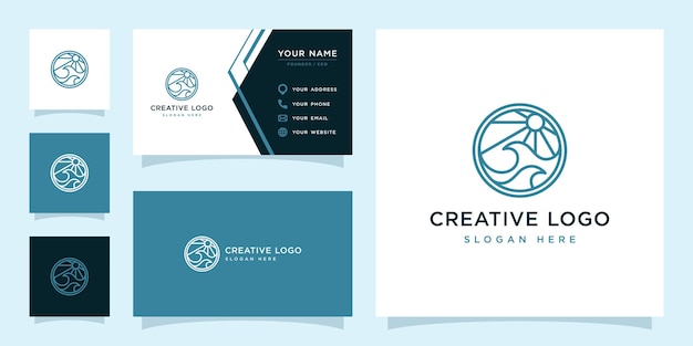 Vector graphic of seascape logo design template