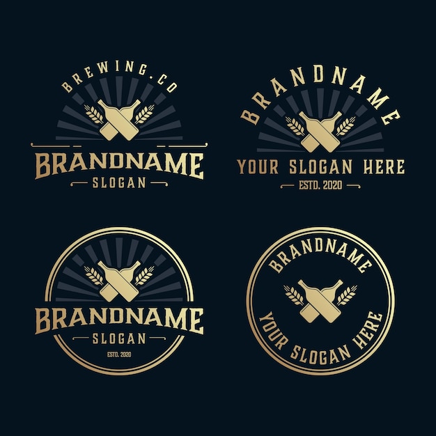 Vector graphic set of brewery vintage logo design template