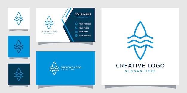 Vector graphic of surfing logo design template