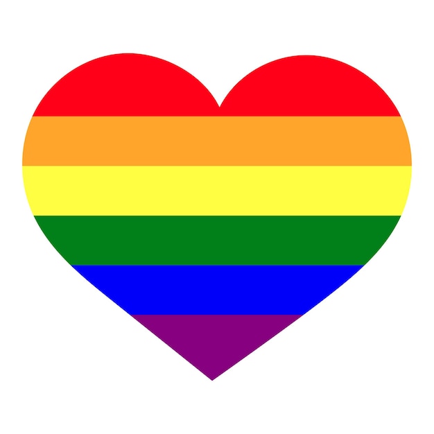 Vector graphics of a big heart in the colors of the LGBT community flag, LGBTQ rainbow flag