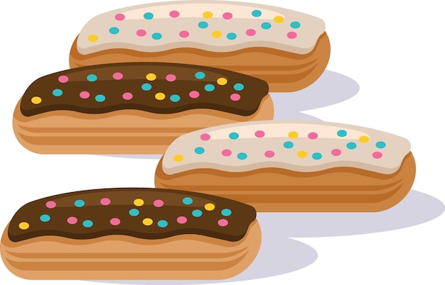 Vector Graphics Of Chocolate And Caramel Eclairs Food Illustration