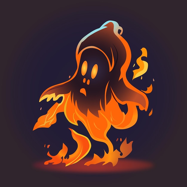 vector graphics illustration of a fire ghost