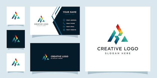 Vector graphics of initials R geometric colorful logo design template