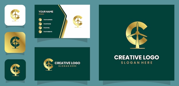 vector grapic of initial C and windmill professional logo design