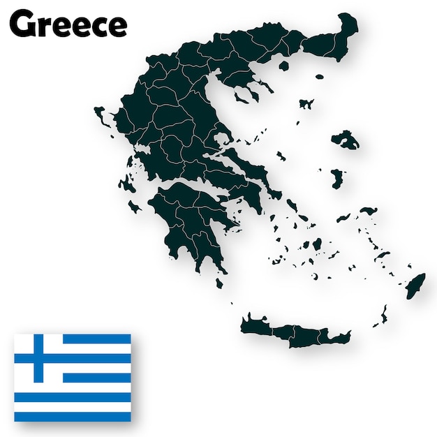 Vector Greece map detailed vector regions of Greece