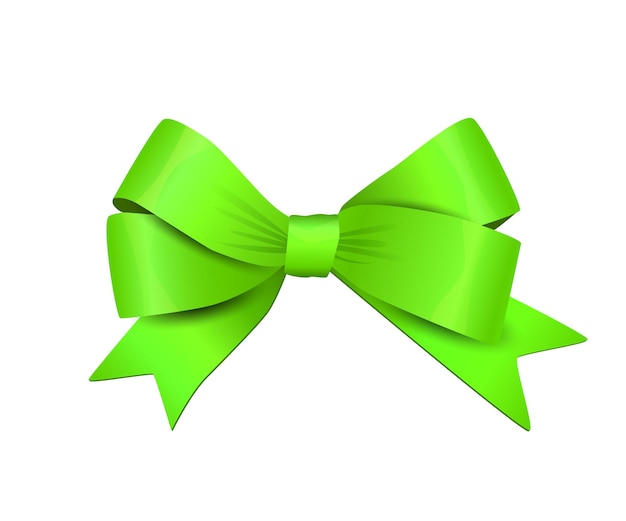 Vector green bow isolated on white background Decorative design element