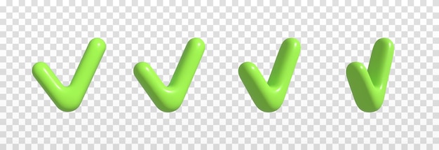 Vector green check mark on isolated transparent background. Green tick png. Check mark png.