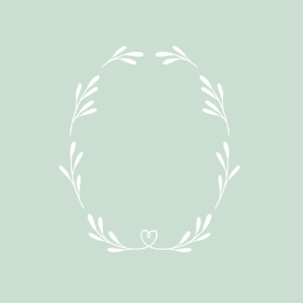 Vector green plants frame illustration. Vintage wreath