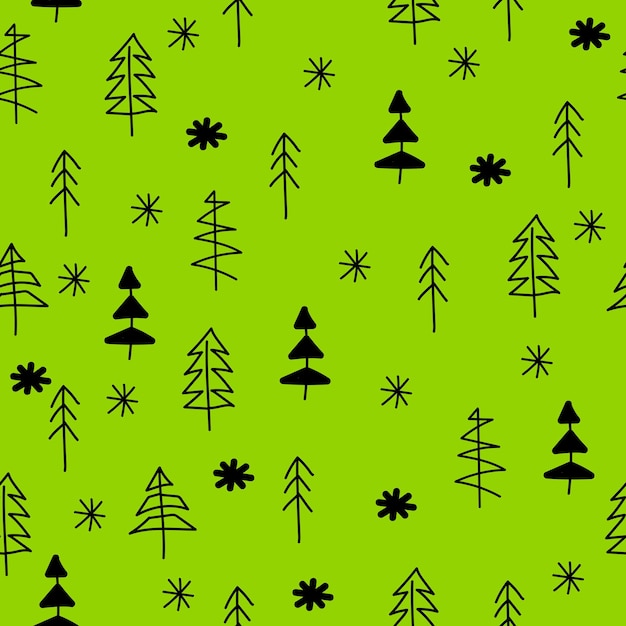 Vector green seamless pattern of christmas tree