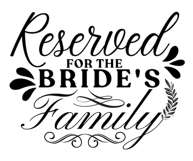 Vector vector greeting of wedding lettering design reserved for the brides family quotes