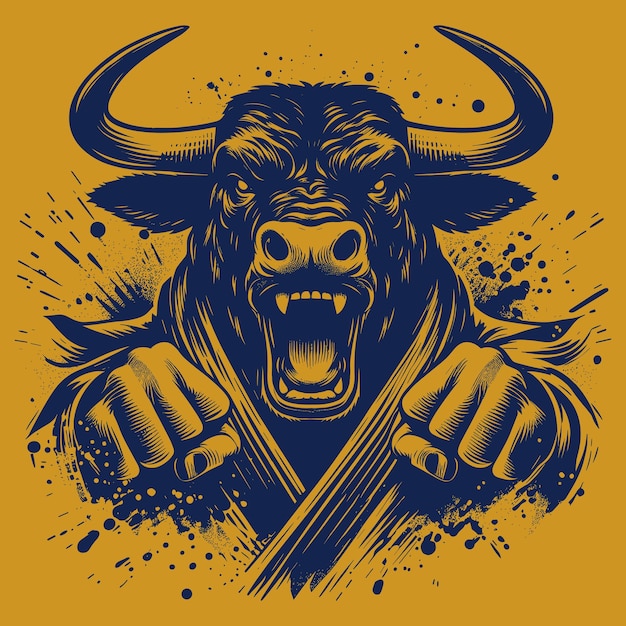 Vector vector grunge angry bulls with musle body shiluette