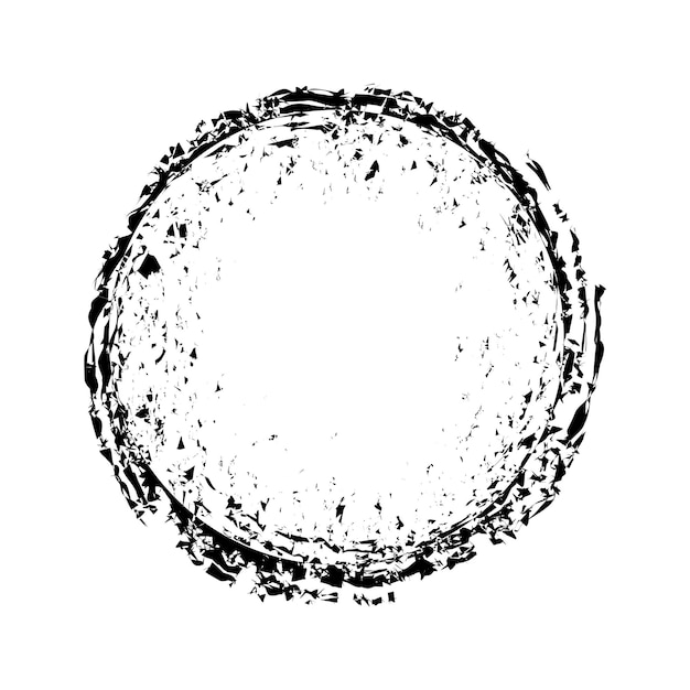 Vector grunge circle grunge round shape grunge banner round frame with loose torn edges in black and white color isolated on white background