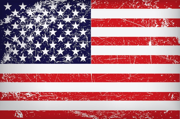 Vector grunge flag of the united states of america