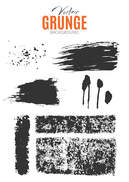 Vector grunge splatter texture set of seven