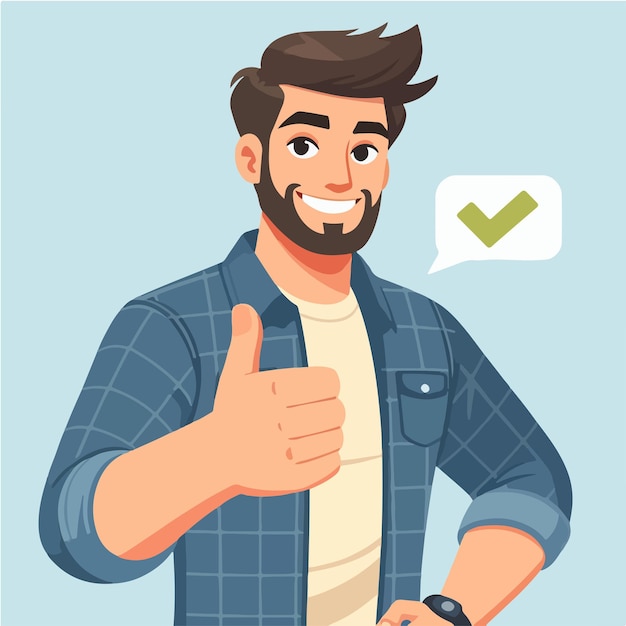 Vector guy expressing thumbs up