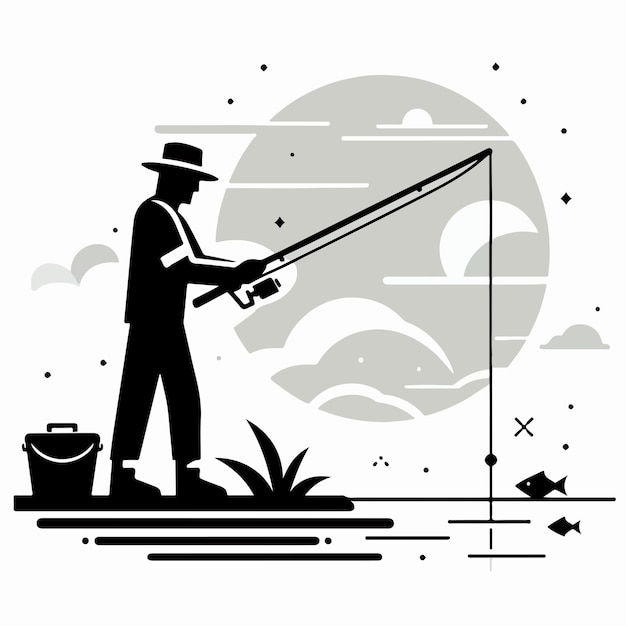 Vector guy fishing