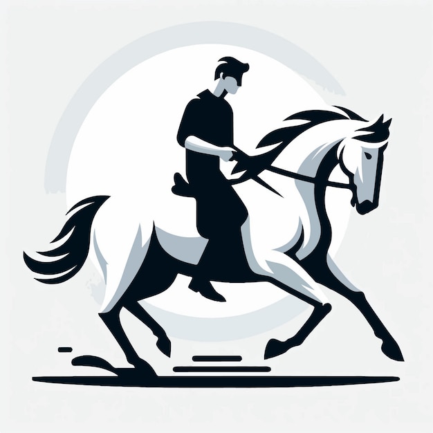 Vector guy riding a horse style stencil design