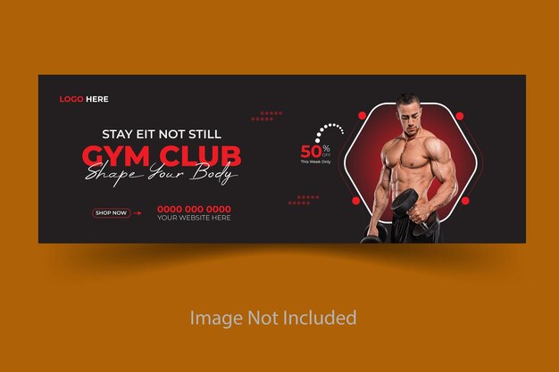 Vector vector gym and fitness facebook cover banner template design