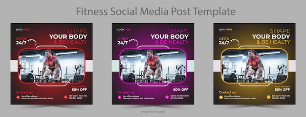 Vector gym and fitness social media banner template