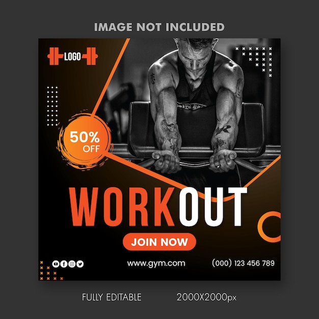 vector gym Instagram and social media post template design