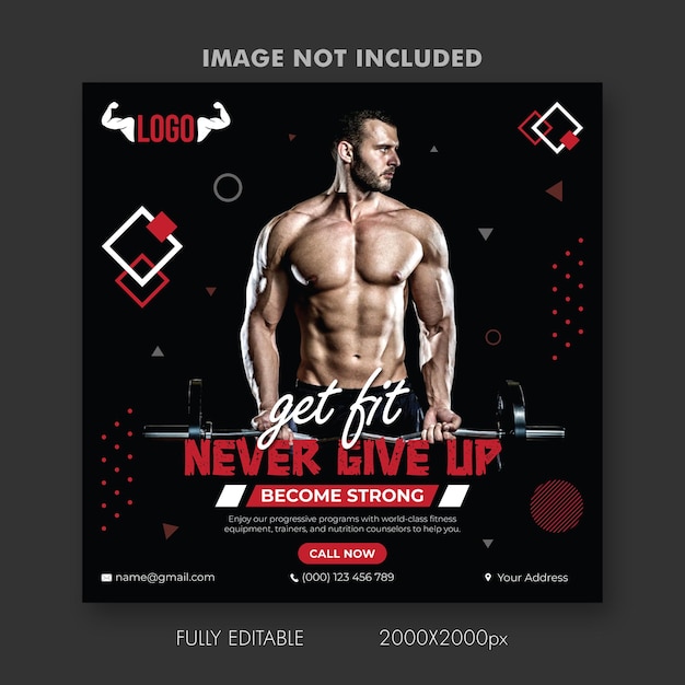 vector gym Instagram and social media post template design