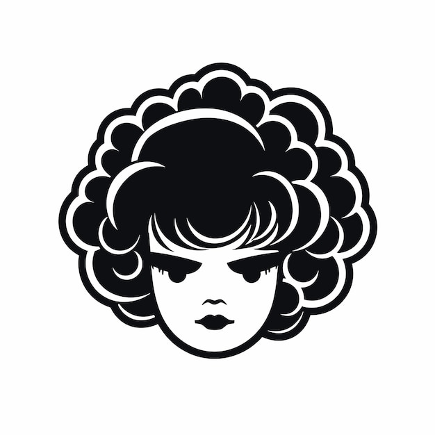 Vector hair woman black cartoon icon illustration