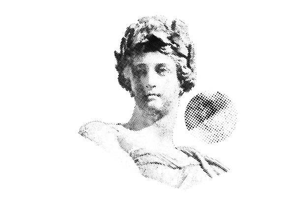 Vector Halftone Sculpture of Woman bust Universal Dotted Halftone Graphic Element for your design