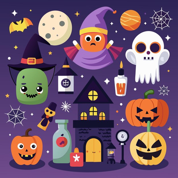 Vector vector halloween celebration elements collection for halloween festive