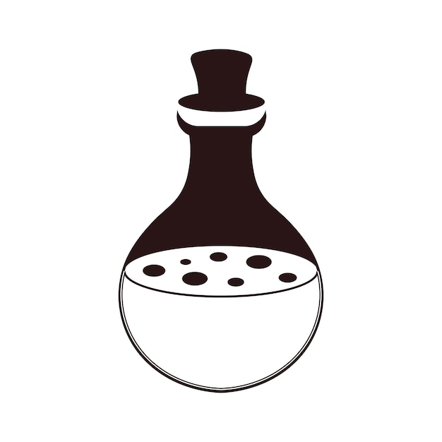 Vector Halloween illustration with silhouette potion flask