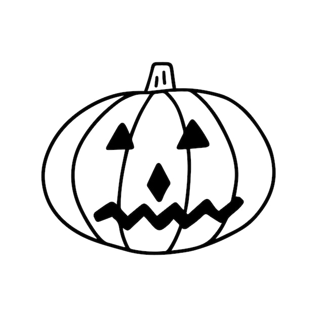 Vector Halloween pumpkin doodle clip art Doodle Halloween scary pumpkin sketch style isolated