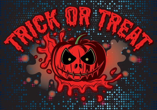 Vector for Halloween with pumpkin and blood flow for advertisements or invitation