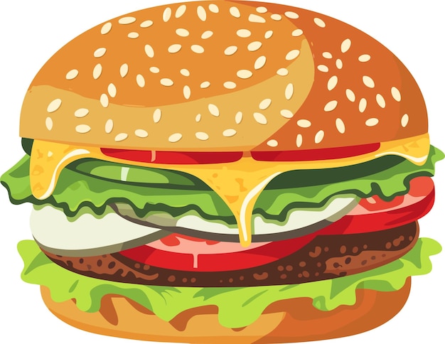 vector hamburger with meat and cheese vegetable