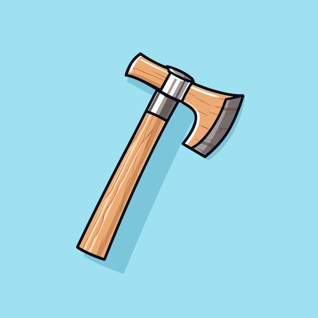 Vector of a hammer icon with a wooden handle on a blue background