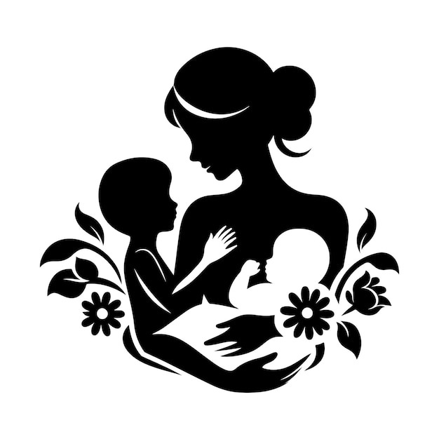 vector hand draw happy mothers day mom and child love card background