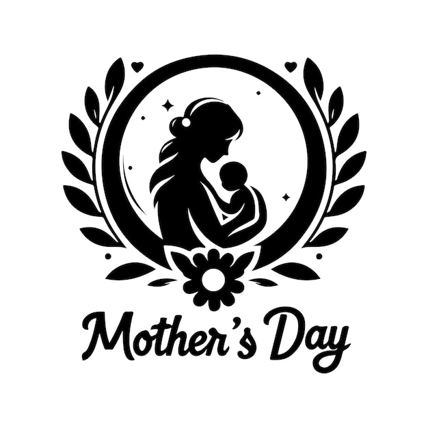 vector hand draw happy mothers day mom and child love card background