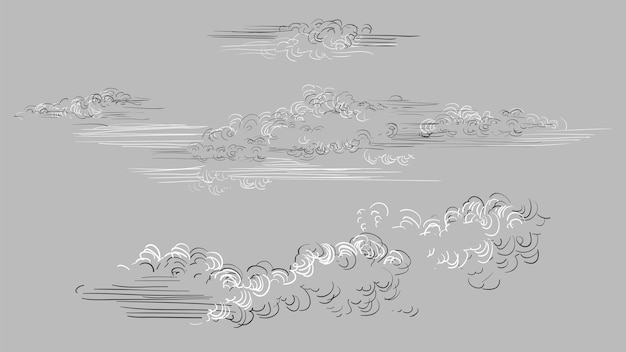 Vector hand drawing clouds grey