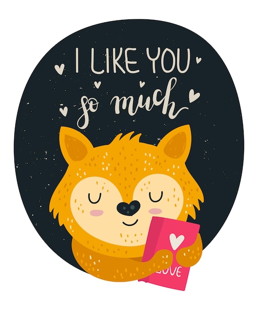 Vector hand drawing poster with cute animal and lovely slogan