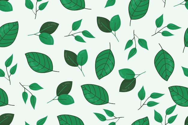 vector hand drawn abstract green leaf pattern