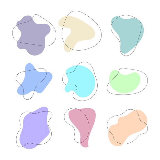 Vector hand drawn abstract shapes collection with soft colors