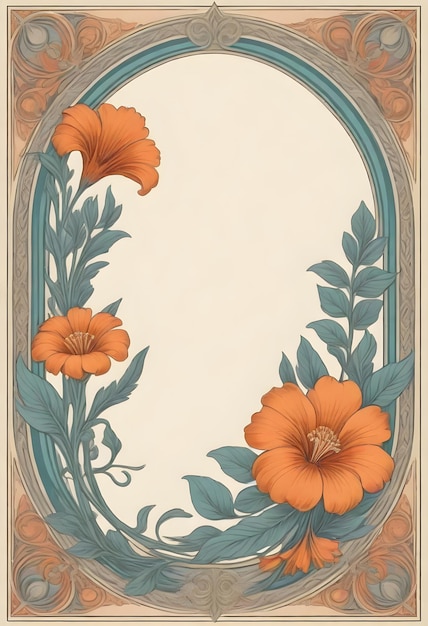 Vector vector hand drawn art nouveau frame design