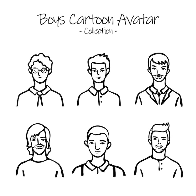 vector hand drawn boys avatar collection