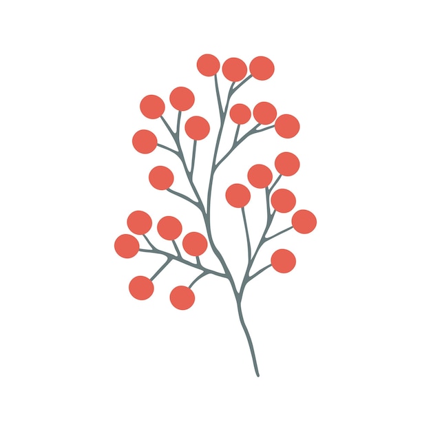 Vector hand drawn branch of berries for winter and autumn decoration. Doodle illustration.