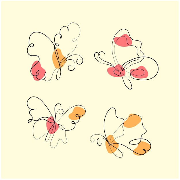 vector hand drawn butterfly outline pack