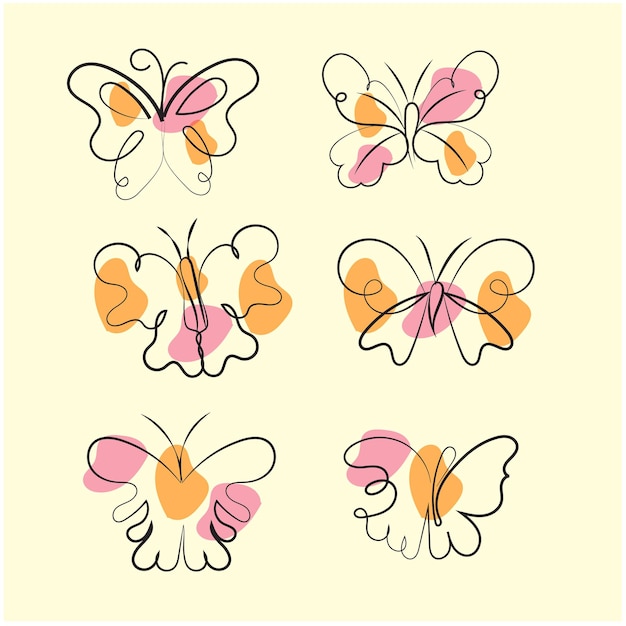 vector hand drawn butterfly outline pack