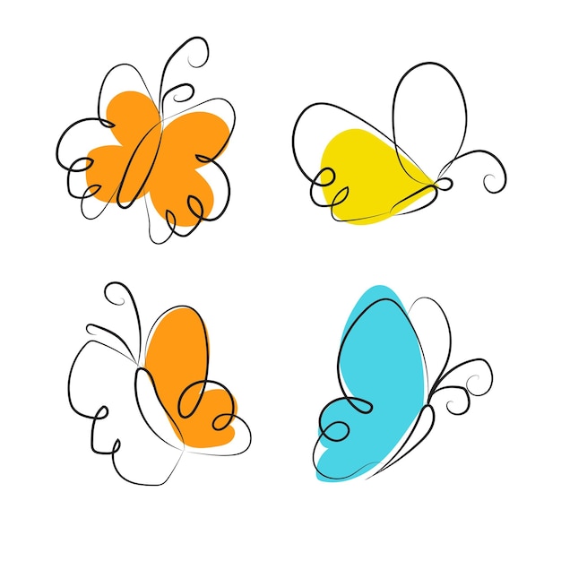 vector hand drawn butterfly outline pack