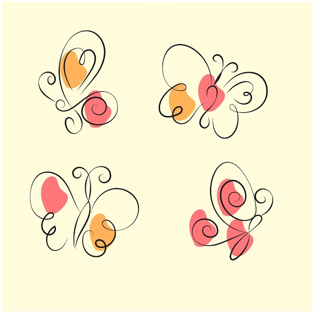 vector hand drawn butterfly outline pack